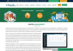 Hostel Management system - Geniusedusoft - The Student Hostel Management System Software ERP create to oversee various hostel activities.Hostel Management Software ERP operates in situations with many students, and accurate task and track record alignment are required.School Hostel Management Software will also display the resources the system and mobile app can control, enhancing its effectiveness and strength.