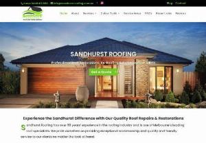 Sandhurst Roofing - With over 30 years' experience in the industry, Sandhurst Roofing is one of Melbourne's leading roof specialists. We pride ourselves on providing exceptional services like: roof restoration, roof painting, roof repairs, re-roofing / roof replacement, roof plumbing, guttering, terracotta tile roofing, cement tile roofing, flat metal roofing and colorbond roofing.
