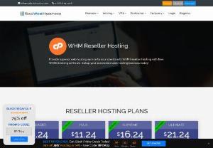 WHM Reseller Hosting with Free WHMCS - Reseller hosting featuring WHM, WHMCS, Softaculous - Offer white label cPanel hosting services to your clients!