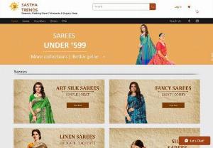 Sastha Trends - An online shopping store for Indian women's ethnic wear like sarees, salwar materials, churidars, nighties, leggings, petticoats, and blouse materials.