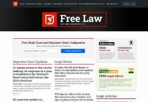 free law - Free Law is most trusted place where you can find free Supreme Court & High Court judgments, headnotes, legal news & updates for free.