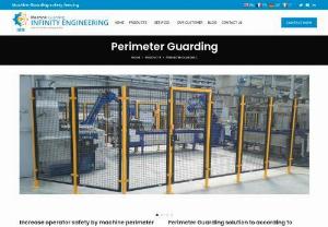 machine safety guard - Perimeter machine guards refer to a barrier placed around a work area where an automated piece of equipment-like a robotic arm-performs a function. IES offers a wide range of perimeter guarding solutions for customers, We have modular safety panels made of Mild steel, SS 304, SS 316, We also provide a perimeter guarding solution in polycarbonate panel (PC) for high durability and visibility.