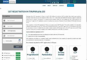 Online GST Registration in Tirupur | ShopLegal - We Help You for GST Registration in Tirupur, Get your GST Certificate in 3-4 days by ShopLegal, India's Top GST Consultants. Get A Call From Expert & Register Your GST Now!!