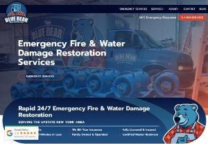 Fire & Water Damage Restoration Company in Rochester, New York - We are New York's Licensed & Certified Fire & water damage restoration & cleanup services providers. If you need Water removal, Fire Damage Cleanup, Mold Removal / Remediation, Sewage Cleanup. Then call our experts at Blue Bear Restoration in Rochester. Our professionals are deployed within minutes of your call to assess the damage, to create a plan for emergency water damage restoration. 24/7 Emergency Services are also available. Get in touch!