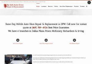 My safe auto glass repair & replacement - Same day mobile auto glass repair or replacement services. Best price guarantee in DFW, we will come to you or you can bring your car to our shop. Auto glass repair near Dallas, get the best car glass replacement quality & price, high quality windshield repair auto & glass chip repair, call us now to get an instant quote at (469)789-4106.