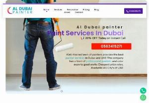 AL Dubai Painters Provide Best Quality & Best Services. - Company in Dubai UAE We Will Fix Out We have talented painters who are working in this Industry from 10+ years we are very dedicated towards providing the best painting services to all our customers 24/7 customer support. Our Target Services,
AC Repair, Duct Cleaning, Coil Cleaning, , Plumber, Painting, Wallpaper, , Handyman, Tiles fixing, Water Tank Cleaning, , Flooring parquet etc...