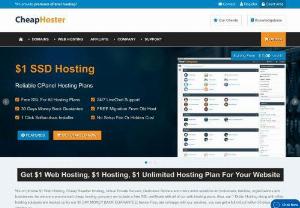 $1 Hosting at cheaphoster - CheapHoster provides $1 Web Hosting, Cheap Reseller Hosting, Virtual Private Servers, Dedicated Servers and many more solutions for individuals, families, organizations and businesses. As we are a pronounced cheap hosting company we include a free SSL certificate with all of our web hosting plans. Also, our 1 Dollar Hosting along with other hosting solutions are backed up by our 30 DAY MONEY BACK GUARANTEE; hence if you are unhappy with our services, you can get a full refund within 30 days