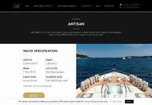 Antisan Yacht - Antisan is 33m motor yacht based in Cannes in the south of France. The yacht is available to charter by the day,  week or longer. Antisan sleeps up to 11 guests in 5 cabins. The yacht has a fabulous crew,  including an amazing Chef. Unlike other charter yachts,  Antisan is not limited to 12 guests when cruising. She is legally allowed to cruise in daylight hours with up to 40 people onboard. This makes Antisan the ideal yacht for day charters for large groups,  as well as weddings and parties.