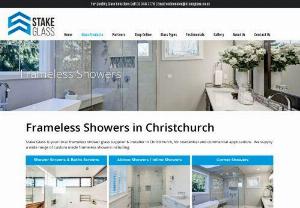 Christchurch shower installers - Stake Glass is your local frameless shower glass supplier & installer in Christchurch, for residential and commercial applications. We supply a wide range of custom made frameless showers including: shower screens & bath screens, alcove showers/inline showers, corner showers, walk-in showers, shower door - sliding, shower door - hinged