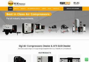 ELGi Air Compressor Dealers | ATS ElGi dealers | MM Agencies - Automotive equipment from ATS ELGi and ELGi air Compressors are distributed by MM Agencies. In the larger Chennai, Tirupathi, and Thiruvanamalai areas.