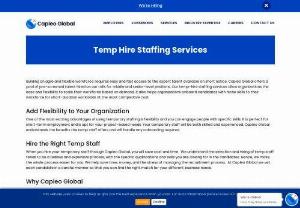 Temp Hire Staffing Services | Workforce - Capleo Global - Capleo Global offers Temp Hire Staffing Services to companies across the Globe. We pride ourselves in meeting the temporary requirements of our clients for different industries.