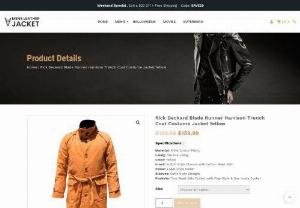 Rick Deckard Blade Runner Harrison Trench Coat Costume Jacket Yellow - 