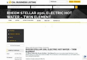 Rheem Stellar 250L Electric Hot Water - Twin Element - This Rheem Stellar 250L Electric Hot Water - Twin Element features an innovative design that allows for more efficient heating and cooling than traditional models. The unit also has a built-in thermostat so you don't need to worry about setting the temperature.