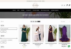 Maternity Gowns & Dresses For Photoshoot | Baby Shower Gowns - Plums and Peaches - Shop maternity gowns & dresses for photoshoots to make your pregnancy moments memorable. Affordable baby shower gowns in different sizes, shapes & patterns.