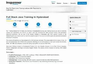 Best Java Training in hyderabad In Hyderabad - INSPANNER ACADEMY - We are one of the leading java course training institutes in Hyderabad with 100% positive reviews on the internet. Students are made to work on real-time projects as part of the course and will be given job placement assistance in the top IT companies.