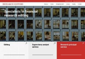 Get Supervisory Analyst Services from Research Editors - Research Editors offers financial services. They provide services such as private equity investment analyst, financial research editing, and supervisory analyst. Their team has five years of total experience. They offer to deliver high-quality work on time.