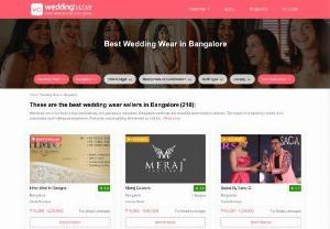Best Wedding Wear in Bangalore | WeddingBazaar - Discover the top bridal wear designers in Bangalore with WeddingBazaar's comprehensive list. Compare prices and browse a stunning collection of bridal lehengas, anarkalis, sarees, and other wedding wear. View phone numbers, studio addresses, customer reviews, and photos of both ready-made and custom-designed outfits from the best wedding wear designers in Bangalore. Find your dream wedding attire with ease, only on WeddingBazaar.