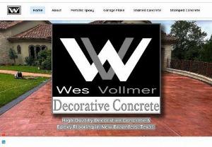 Wes Vollmer Decorative Concrete - Wes Vollmer Decorative Concrete proudly serves the San Antonio-New Braunfels surrounding areas. Our team is committed to providing exceptional service and maintaining our reputation in the area. We are obsessed with laying high quality concrete and guaranteeing your satisfaction. From metallic epoxy lobby entrances to stained kitchen floors to decorative stamped concrete for backyards to large corporate parking lots, the Wes Vollmer Concrete Specialist team is at your service across...