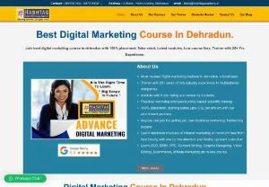 Hashtag Digital Marketing Academy Dehradun - Hashtag Digital Marketing Academy Dehradun is one of the best digital marketing institute in dehradun providing variety of digital marketing course with 100% placement assistance, free tools and software and having highly experienced trainer providing one to one attention to students.