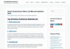 Article submission sites list - Here we provide manual updated article submission sites 2023, also we discussed here for instant article submission sites.