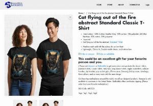 Cat flying out of the fire abstract Standard Classic T-Shirt - Cat flying out of the Fire abstract Standard Classic T-Shirt for cat lovers.