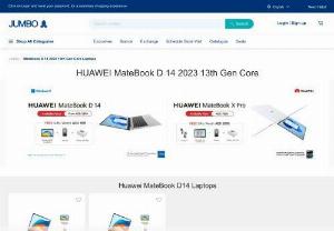 Shop HUAWEI MateBook D14 Laptops Online in UAE | Jumbo Electronics - HUAWEI MateBook D 14 is equipped with an extraordinary 56Wh battery, so whether youre facing all-day meetings or back-to-back classes. HUAWEI MateBook D 14 comes with a 65W USB-C charger that fits right in your pocket. Jumbo Electronics offers with amazing price ranges
