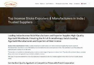 Best Incense Stick Manufacturer in India, Top Exporter & Trusted Supplier - We are the best incense stick manufacturer in India, recognized as the top exporter and trusted supplier. Our dedication to excellence and authenticity sets us apart, making us the preferred choice for customers globally. With a wide variety of premium incense sticks, we aim to elevate your spiritual experiences with every fragrant offering. Trust us for all your incense stick needs, and we assure you the finest products for your rituals and meditation sessions. Call Now!