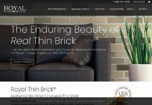 Wall & Floor Thin Brick Manufacturer | Royal Thin Brick - Thin brick is a much thinner version of full-face brick. Whether its an accent wall, a backsplash, a cement slab walkway, or a fireplace surround, you can now specify brick anywhere. Royal Thin Brick is both a beautiful and a sensible alternative to full brick, in part because it provides the look and feel of a full brick installation without the construction or weight requirements of traditional brick.