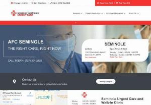 AFC Urgent Care Seminole - Visit our walk-in clinic and urgent care center in Seminole, FL for quality care and limited wait times. Call us today at (727) 394-3828.