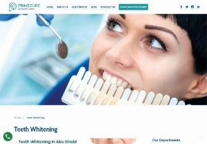 Teeth whitening in Abu Dhabi - If you are looking for a teeth whitening clinic near you, then we are ready to serve you. We at Prime Cure Medical Center are one of the teeth whitening centers in Abu Dhabi. If you wish to get rid of the natural stains on your teeth, teeth whitening is the ideal answer. Regardless of how carefully we maintain our teeth, discoloration is quite tough to avoid. This will make you feel happy to flash your pearly whites once more and bring your grin back to its confident, brilliant state.