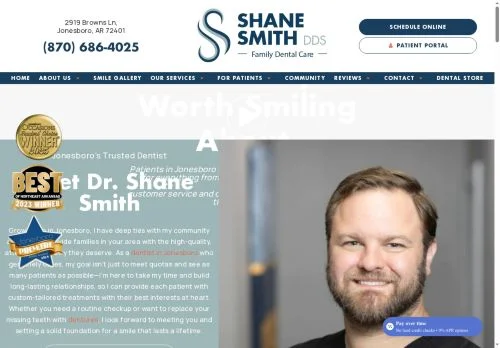 Screenshot of Dentist Jonesboro, AR | Dentist Near Me | Shane Smith DDS