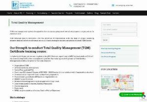 Total Quality Management - Total Quality Management (TQM) for individuals, professionals, and corporate training sessions. We assist with ASQ certification too.