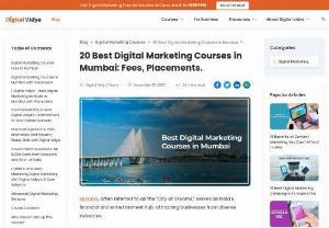 Digital Marketing Courses in Mumbai - Digital Vidya is a popular online learning platform with quality Digital Marketing Courses in Mumbai. Lots of Course options are available. Digital Vidya Provides you with an Affordable course with expert-led training.