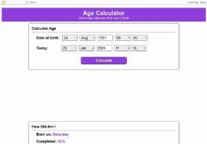 Age Calculator - Best Online Age Calculator Page to calculate your age with date of birth. Kindly choose your day, month and year of birth to calculate your current age.