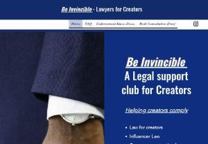 Be Invincible - Lawyers for Creators - Be Invincible - Lawyers for Creators is a Legal Support Club for Creators like Influencers, Brands and Marketing Agencies. We help creators comply with latest laws in the Influencer / Digital Marketing Space.  We Specialise in: - Law for creators - Influencer Law - Consumer protection law - Instagram collaboration law - Contract Review for Creators - Creative content review   Creator work involves meddling with many laws on a daily basis - whether you realise or not.   Every...