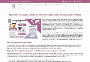 Degree Certificate Apostille | Fast &amp; Reliable | Since 2002 | In Just 5 Days - Need your degree certificate apostilled? IY Enterprise offers fast, reliable, and affordable services for all types of educational certificates from Indian institutions for international use. With over 20+ years of experience, we ensure a smooth process from submission to apostille collection. Contact us for more information!