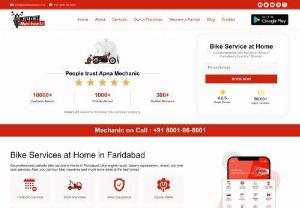 Bike Services at Home in Faridabad - Nearby Local garages or bike mechanics are just not able to deliver the kind of service and support you expect. Apna Mechanic provides reputed and authentic bike mechanic for your two-wheeler service in Faridabad at unbeatable prices with engine oil of your choice, download the Apna Mechanic app and get access to bouquet of garage services that remove the hassles of bike repair & servicing and helps you maintain your two-wheeler in the best way possible.