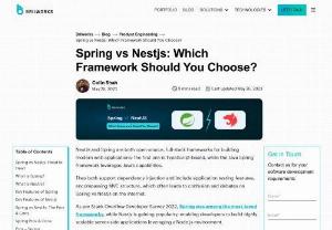 Spring vs Nestjs: Which Framework Should You Choose? - Choosing between Spring and NestJS depends on various factors, including your project requirements, your team's expertise, and personal preferences. Both frameworks are capable and have their strengths, so it's important to evaluate them in the context of your specific use case.