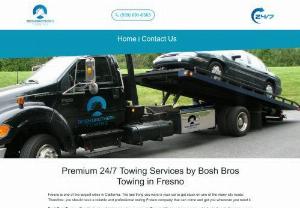 Bosh Bros Towing in Fresno, CA - Bosh Bros Towing offers a wide selection of professional towing solutions in Fresno, CA. Our selection of services includes: emergency towing, flatbed towing, long distance towing, heavy duty towing & fifth wheel tow.