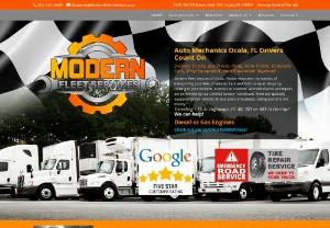 Modern Fleet Services - Central Florida Fleet Maintenance & Repair Mechanics: Onsite, Roadside, Shop. Delivery Trucks, Box Trucks, Vans, Semi-Trucks, Company Cars, Shop Equipment, Yard Equipment Repaired! Modern Fleet Services of Ocala, Florida eliminates the hassles of transporting your fleet of vehicles back and forth to repair shops by coming to your location, business or roadside.