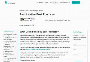 React Native Best Practices - React Native is a popular framework for building mobile applications, and following best practices is crucial for creating high-quality, maintainable apps. By these best practices, you can create efficient, maintainable, and reliable React Native applications that deliver a great user experience.