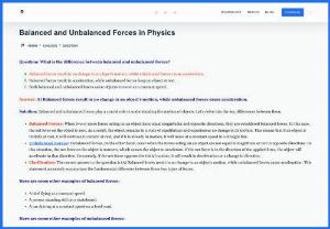 Balanced and Unbalanced Forces in Physics - Explore the concept of balanced and unbalanced forces in physics, with clear explanations and real-world examples. Master the fundamentals.