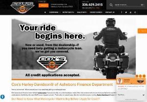 Harley Davidson Financing Services in North Carolina, Asheboro - Looking for Harley Davidson financing services in Asheboro? Cox&#039;s HD takes pride in offering flexible and personalized financing options to ensure you find a plan that aligns with your budget and lifestyle. Feel free to get in touch with our specialized team they will assist you in making your dreams a reality.    