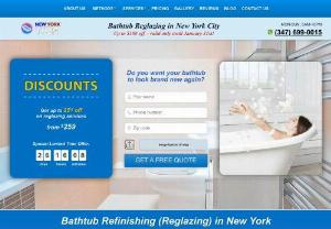 NEW YORK TUBS - Need your bathtub reglazed? Choose NEW YORK TUBS! With over 20 years of experience, we guarantee great work. We use an easy pour-on method with odor-free ArmoGlaze. Call us for a quote today!