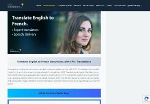 English to French translation services | EPIC translations - English to French translation services for your global content. Exceptional quality &amp; timely delivery. Choose our human translators or AI translation software. 