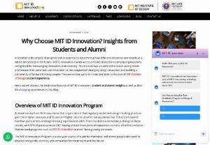 Student and Alumni Insights: Why Choose MIT ID Innovation? - Get firsthand knowledge about MIT ID Innovation: the innovation and design program that has transformed the careers of students and alumni. Read their insights now!