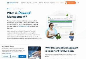 What is Document Management? - Document management is a system or process used to capture, track and store electronic documents such as PDFs, word processing files and digital images of paper-based content.