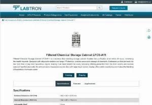  Filtered Chemical Storage Cabinet  -  A filtered chemical storage cabinet is a laboratory equipment designed to store and organize chemicals safely, minimizing exposure to fumes or vapors. It is airtight and equipped with a ventilation system with filters to capture and neutralize harmful fumes. Shop online at Labtron.us 