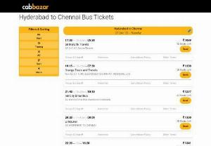 Hyderabad to Chennai Bus Price | Hyderabad to Chennai Bus Ticket - Book bus tickets from Hyderabad to Chennai at CabBazar. Online bus ticket booking with zero convenience fee. Hyderabad to Chennai bus price starts from Rs. 500 per head. 