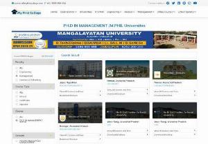 Best University for P.hd in Management: My First College - List of Top PH.D IN MANAGEMENT /M.PHIL Universities and Colleges in India. Get its all details including admission, Course, Rankings, Latest News and More at My First College 